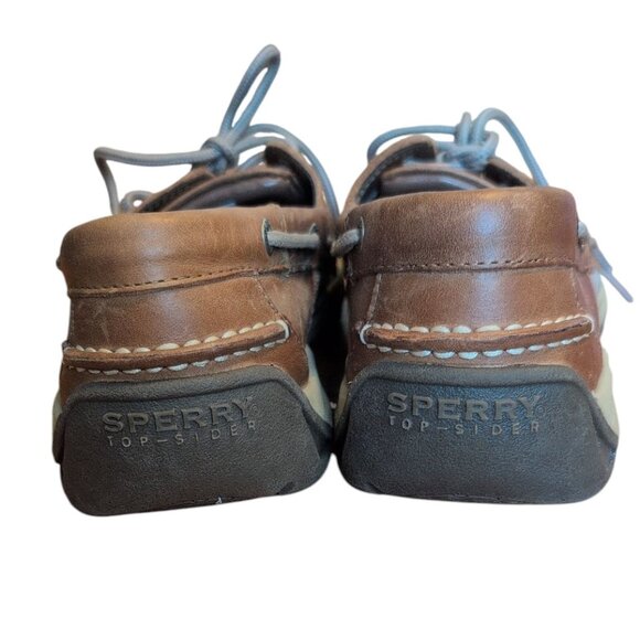Sperry Shoes Top Sider Intrepid 2 eye Boat Shoes Tan Leather Slip on Deck Loafer - Picture 4 of 6